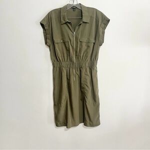 Express Army Green Dress with Zip Front